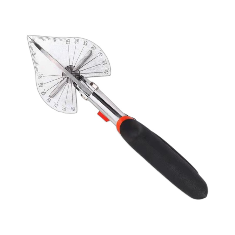 The Angle of the wire trough cutter is 45 degrees. It is a universal multi-functional edge-sealing woodworking pliers with Angle adjustment. U-shaped scissors are used for wire trough matching Item Picture