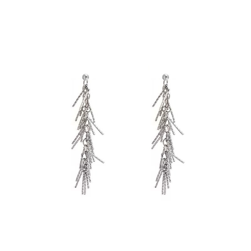 Long tassel ear studs with wheat ears, women's light luxury and high-end style earrings, niche design sense, fashionable and versatile earrings Item Picture