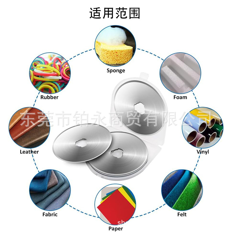 28mm - 45mm rotary cutting circular head blade for leather stripping, thread cutting and fabric cutting. Wholesale available for repackaging Application Scenario