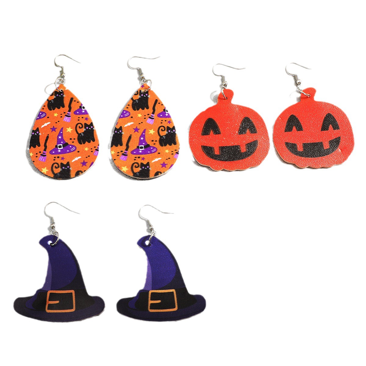 Halloween earrings, Ghost Skull Witch Pumpkin ear hooks, exaggerated creativity, funny personality, female bat spider stud earrings Item Picture