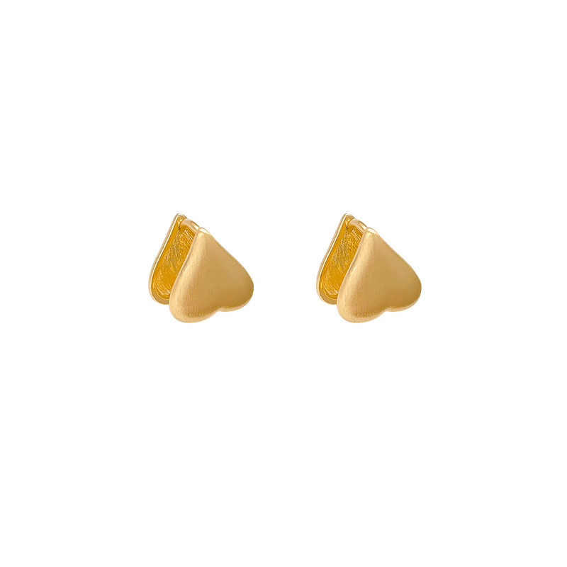 French-style simple and compact heart-shaped plain ring earring earrings, no need to remove the stud earrings when sleeping, 2025 new bestseller, versatile for women Item Picture