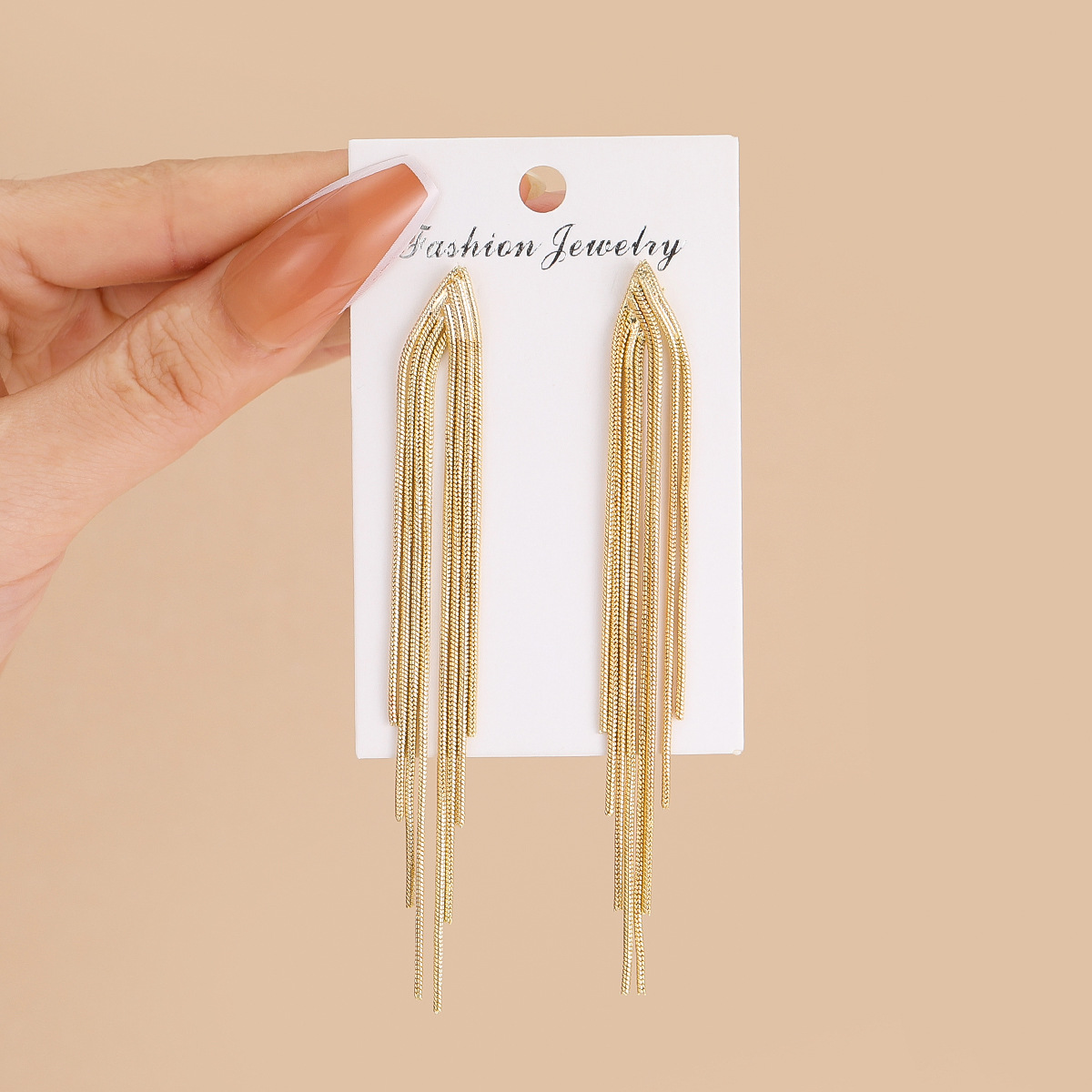 Cross-border Amazon best-selling personalized, light luxury, trendy long earrings, European and American fashionable tassel earrings jewelry Specification drawing