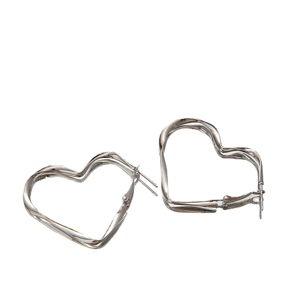 earring European and American cross-border Instagram niche design earrings, unique and simple, irregular hollowed-out heart-shaped ear loops for women Item Picture