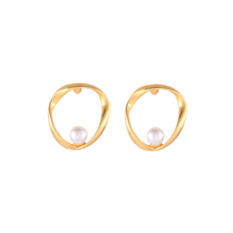 S925 Silver needle small pearl ear rings, Korean Dongdaemun earrings, simple and elegant, ins irregular stud earrings Item Picture
