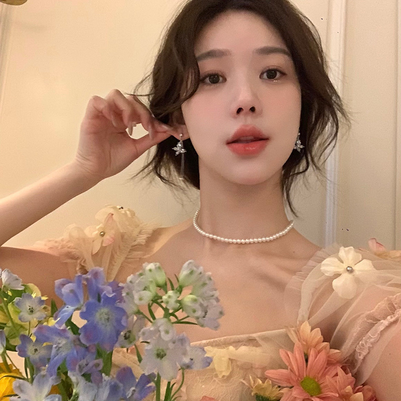 Butterfly Zircon tassel pearl earrings for women 2024 New bestsellers Asymmetrical earrings with a light luxury and high-end feel, a trend of stud earrings details Picture