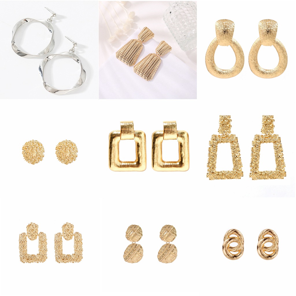 European and American fashion high-end large earrings, sweet earrings for female Internet celebrities, exaggerated and unique geometric earrings wholesale full figure