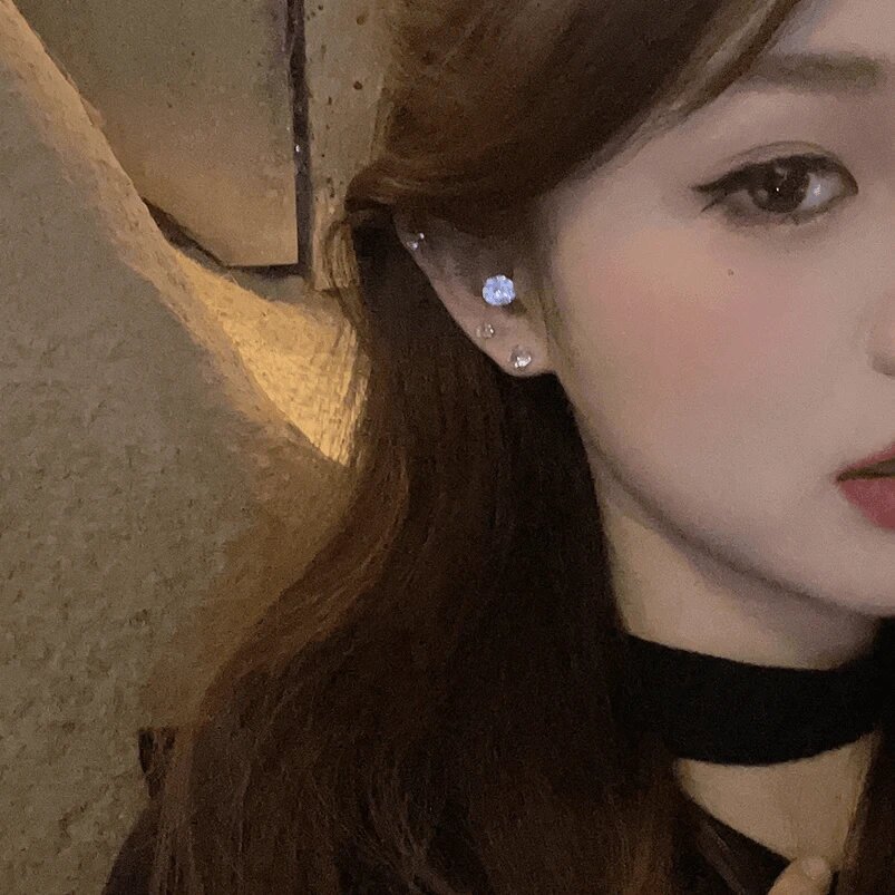 Sparkling Titanium steel Zircon ear studs for women, 2025 New high-end magnetic attraction earrings, no need to remove ear piercing earrings for sleeping Specification drawing