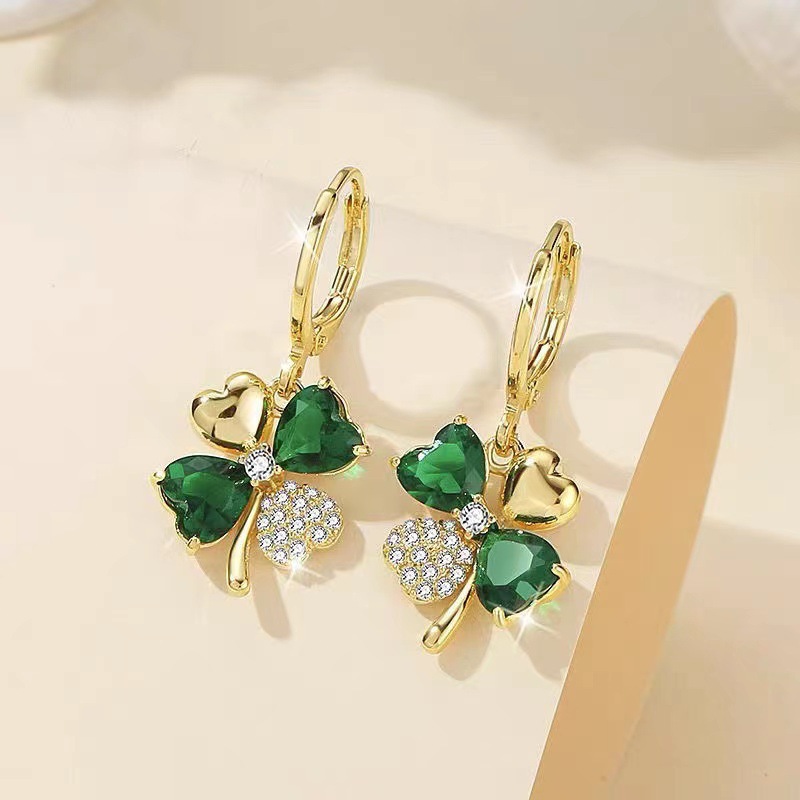 Korean niche and unique four-leaf clover summer light luxury high-end style new trendy earring earrings full figure