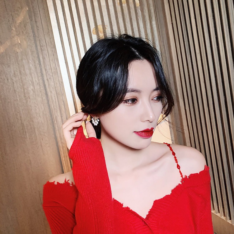 s925 Silver Needle Pearl Grape Stud Earrings, Korean design sense, goddess-like slimming face, 2021 New Trendy earrings and pendants Application Scenario