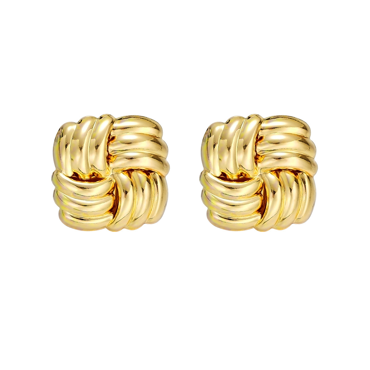 Cross-border European and American fashion golden square texture earrings, niche, individual, creative, high-end design sense, exquisite earrings Item Picture