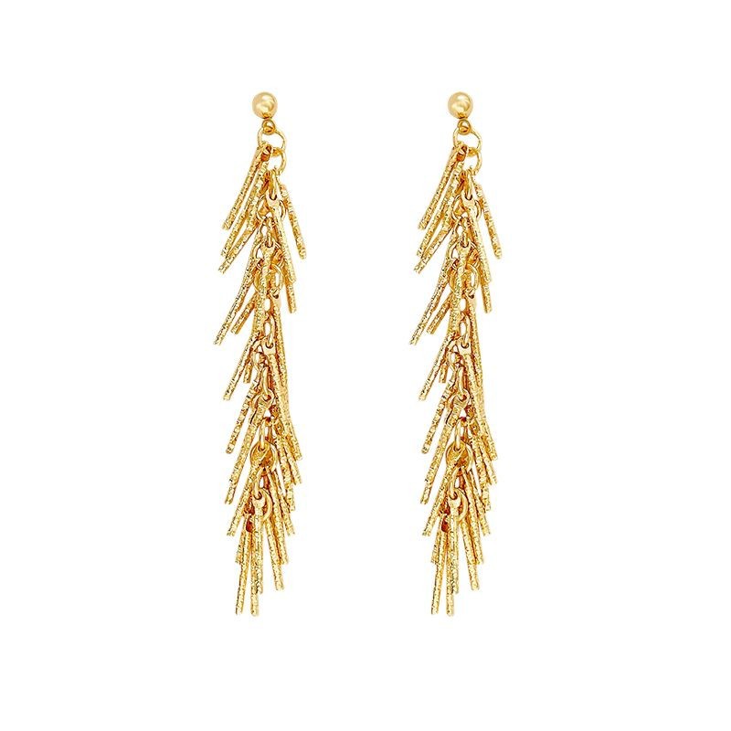 Super ethereal long tassel small tassels, elegant earrings, women's high-end look, slimming, fashionable and elegant 925 silver needle earrings and accessories Item Picture