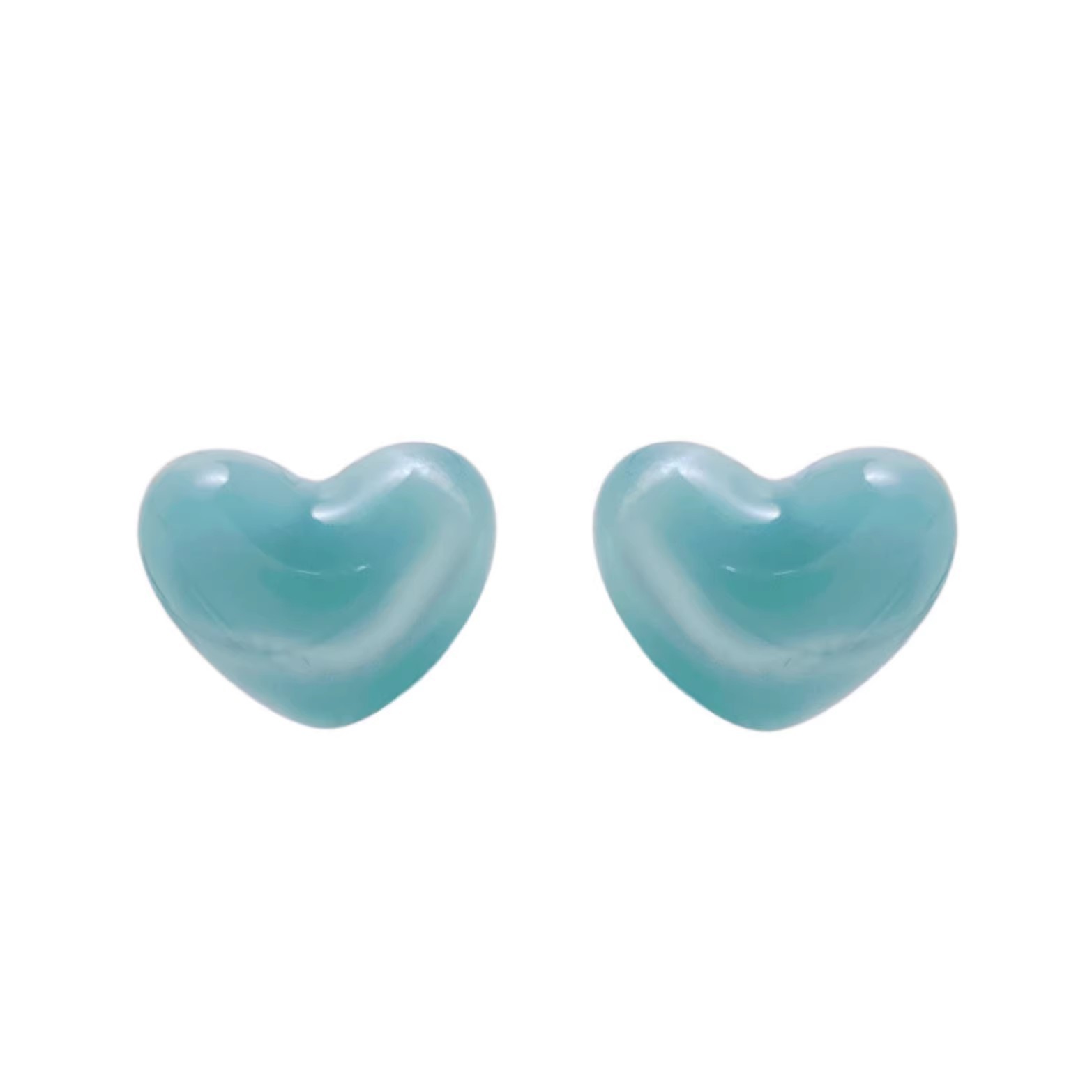 Sweet peach sparkling water Spring and Summer colorful dopamine heart-shaped stud earrings for women, light luxury, niche and high-end style earrings and earrings Item Picture