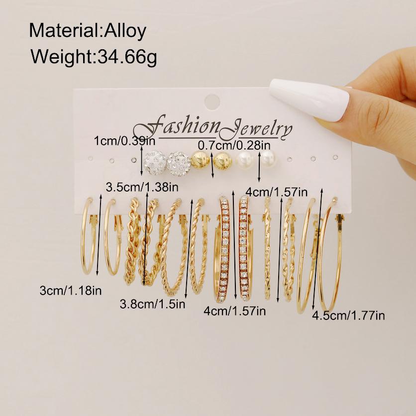 Cross-border new retro C-shaped earring set: 9 pairs of creative and personalized geometric twist earrings and heart-shaped female butterfly earrings details Picture
