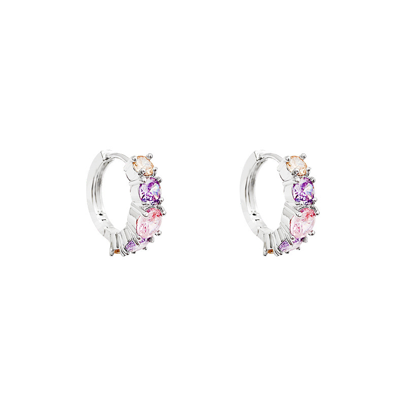 Ins-style colored zircon earrings for women, small, exquisite and high-end, elegant ear buckles, new personalized earrings in 2023 Item Picture