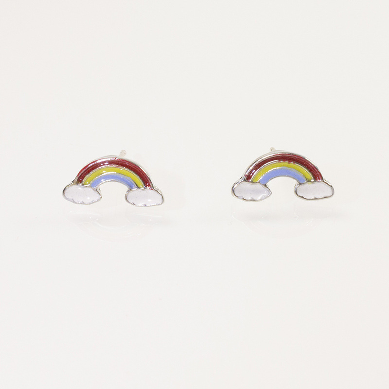 S925 Silver Needle Niche design Rainbow cloud Stud earrings, fresh and cute earrings, small and simple ladies' stud earrings details Picture