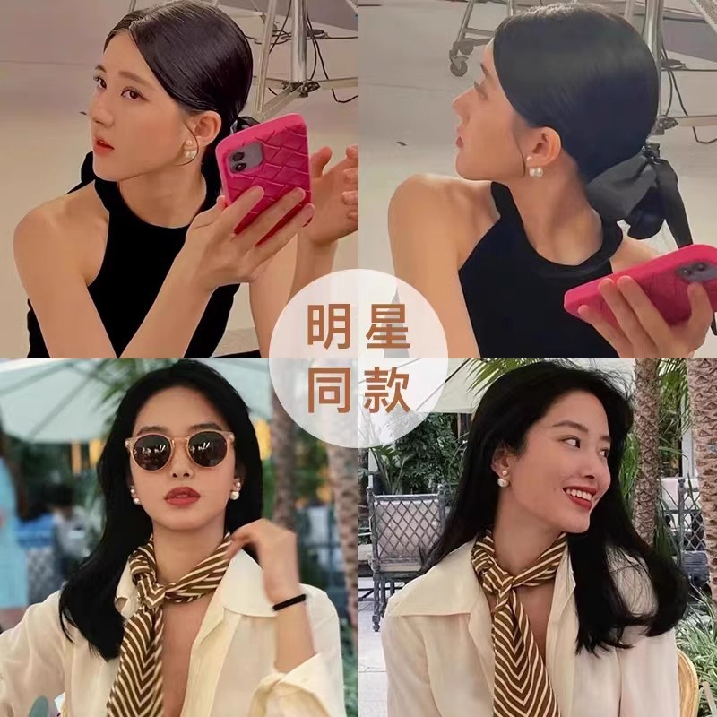 Wear more elegant pearl earrings, women's fashionable and light luxury commuting high-end earrings. 925 silver needle earrings, niche stud earrings details Picture
