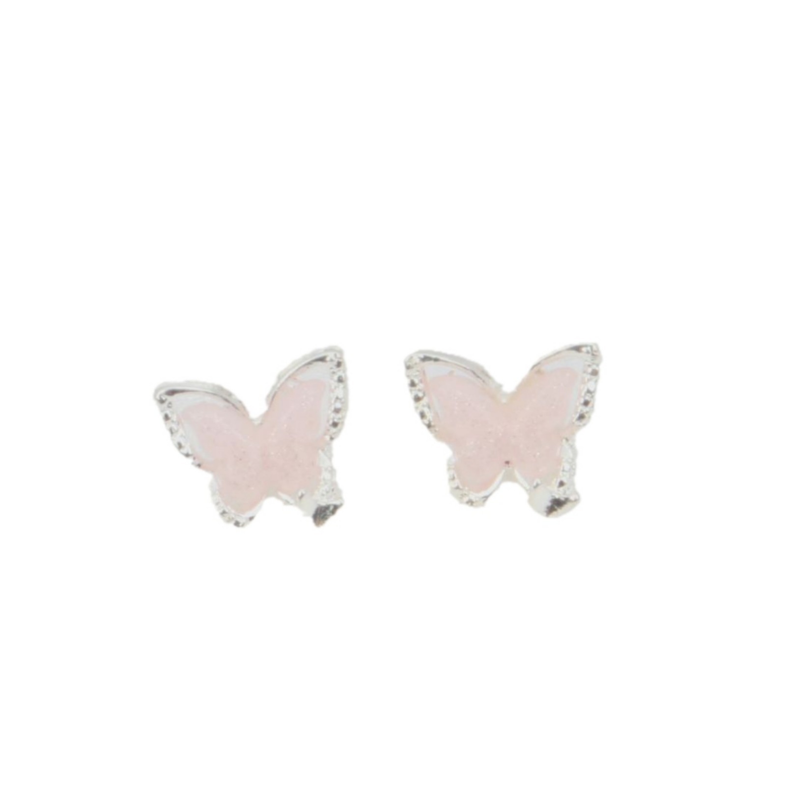 S925 Silver Needle pink elegant earrings, gentle, individual, niche, super fairy-like and girlish, ice crystal butterfly high-end stud earrings Item Picture