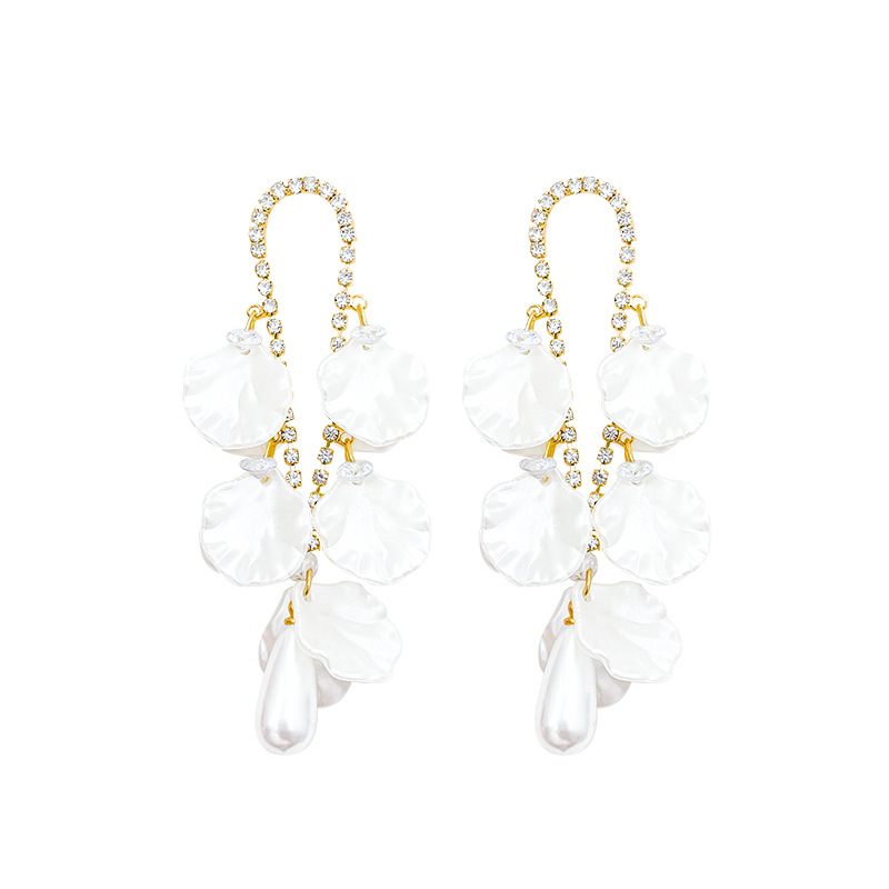Super fairy petal tassel stud earrings for women, a light luxury and high-end French niche earring, a new 2024 bestseller with a unique style Item Picture