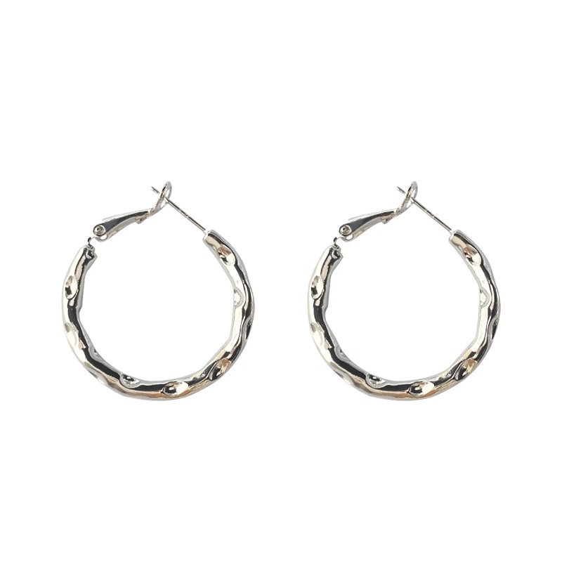 Irregularly textured circle earrings, a new bestseller for women in 2025, plain circle ear loops, high-end ear loops, ear studs and earrings Item Picture
