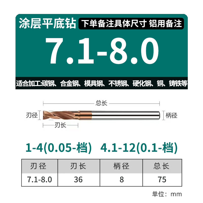 Coated tungsten steel flat bottom drill bit, 180-degree flat head drill, curved surface inclined face alloy U-drill, counterbore flat bottom fast drill bit undefined