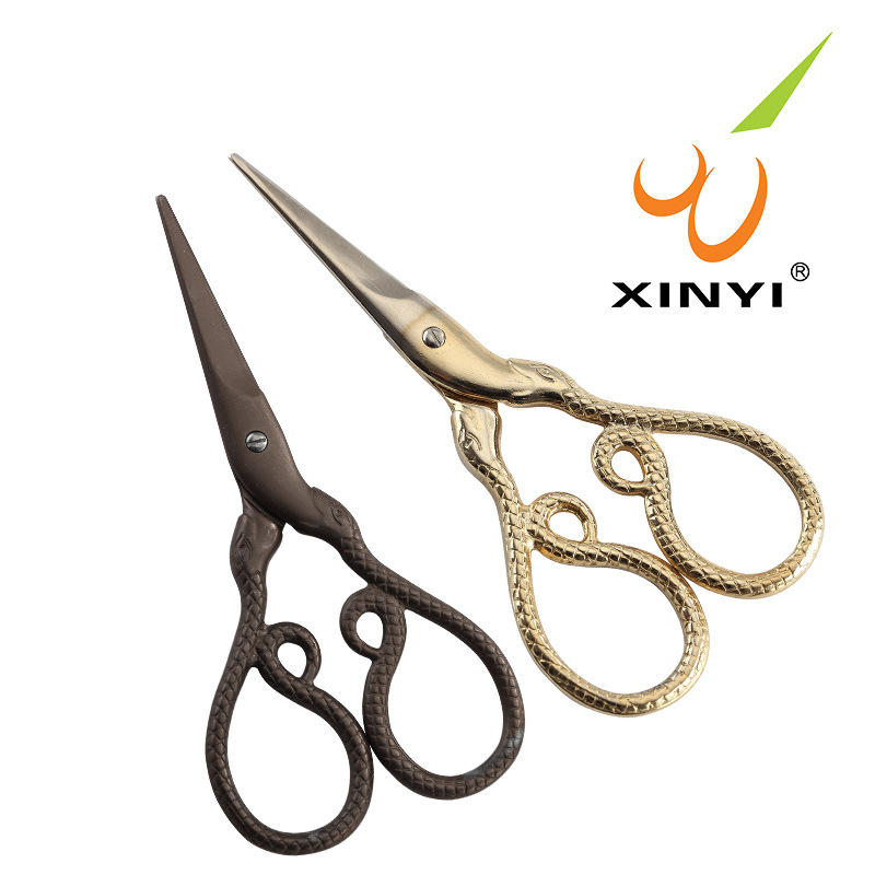 Xinyi Scissors, snake-shaped scissors, Chinese zodiac scissors, titanium-coated retro scissors, embroidered hand-cut scissors, mini small scissors full figure