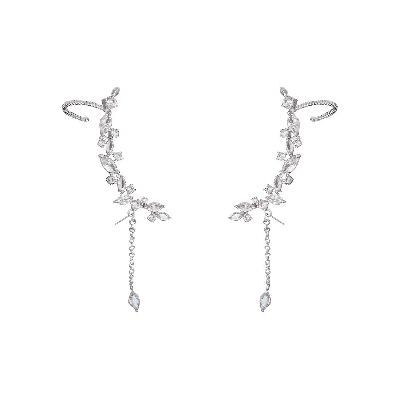 Super dazzling and stylish fringed stud earrings for women, long, light luxury, fashionable and high-end earrings, unique and distinctive design, elegant earrings Item Picture