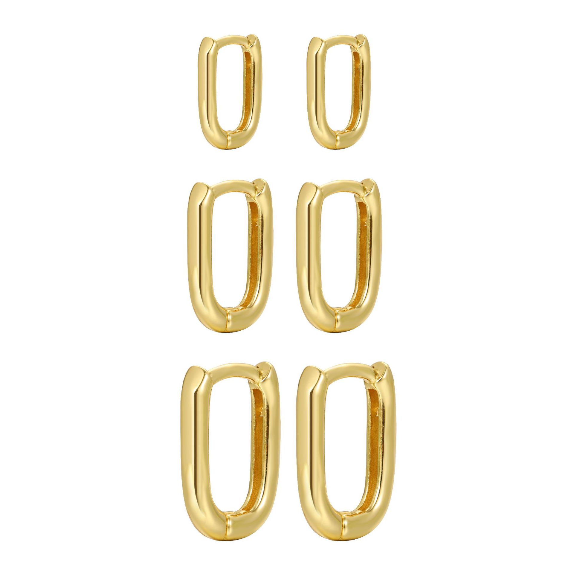 European and American cross-border simple real gold electroplated earrings, creative arc-shaped stud earrings with geometric design, best-selling earrings on Amazon Item Picture