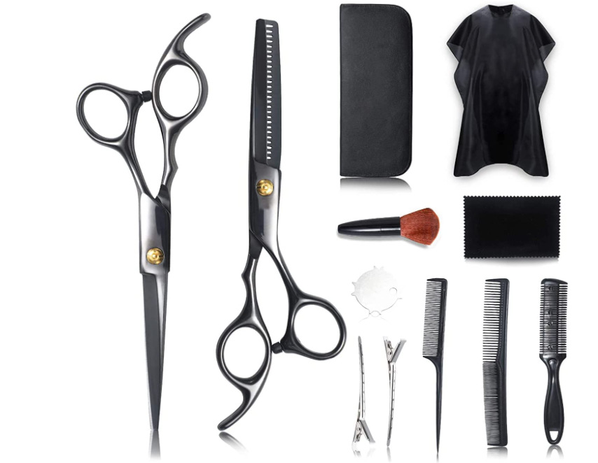 Stainless steel hair scissors, 6-inch black hair scissors, tooth scissors, thinning scissors, wholesale hair scissors set undefined
