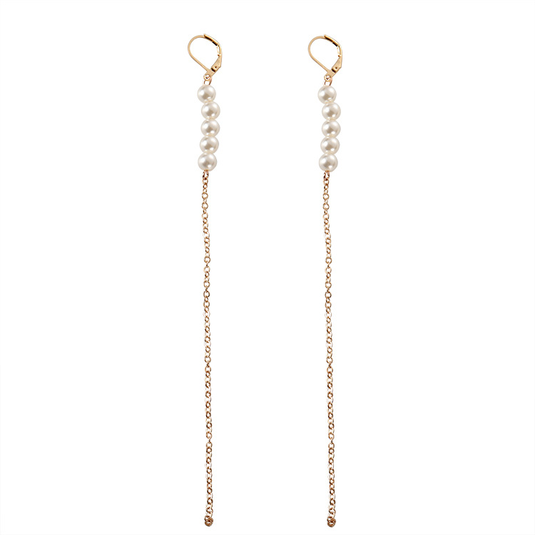 Korean long pearl earrings, popular pearl tassels, cold style earrings manufacturer wholesale, light luxury and elegance Item Picture