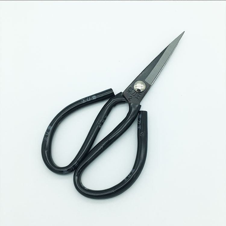 Industrial scissors, household scissors, kitchen knives, Wang Black plastic handle, carbon steel stainless steel, kitchen pointed scissors manufacturer Specification drawing