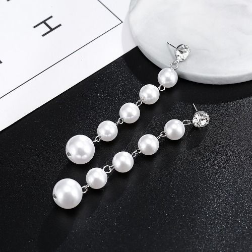 Female Internet celebrity pearl earrings, long earrings, ear studs, super fairy-like and versatile tassel earrings, new stylish ear clips Item Picture