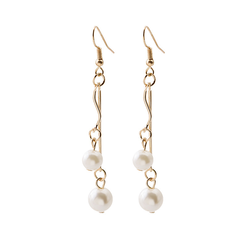 Dongdaemun's new trendy pearl long tassel earrings, ins round commuter size pearl earrings Item Picture