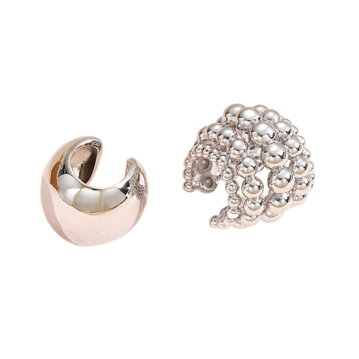 A new cross-border creative and exquisite C-shaped semi-circular beaded ear clip, a fashionable accessory and a set of high-end copper earrings for women Item Picture