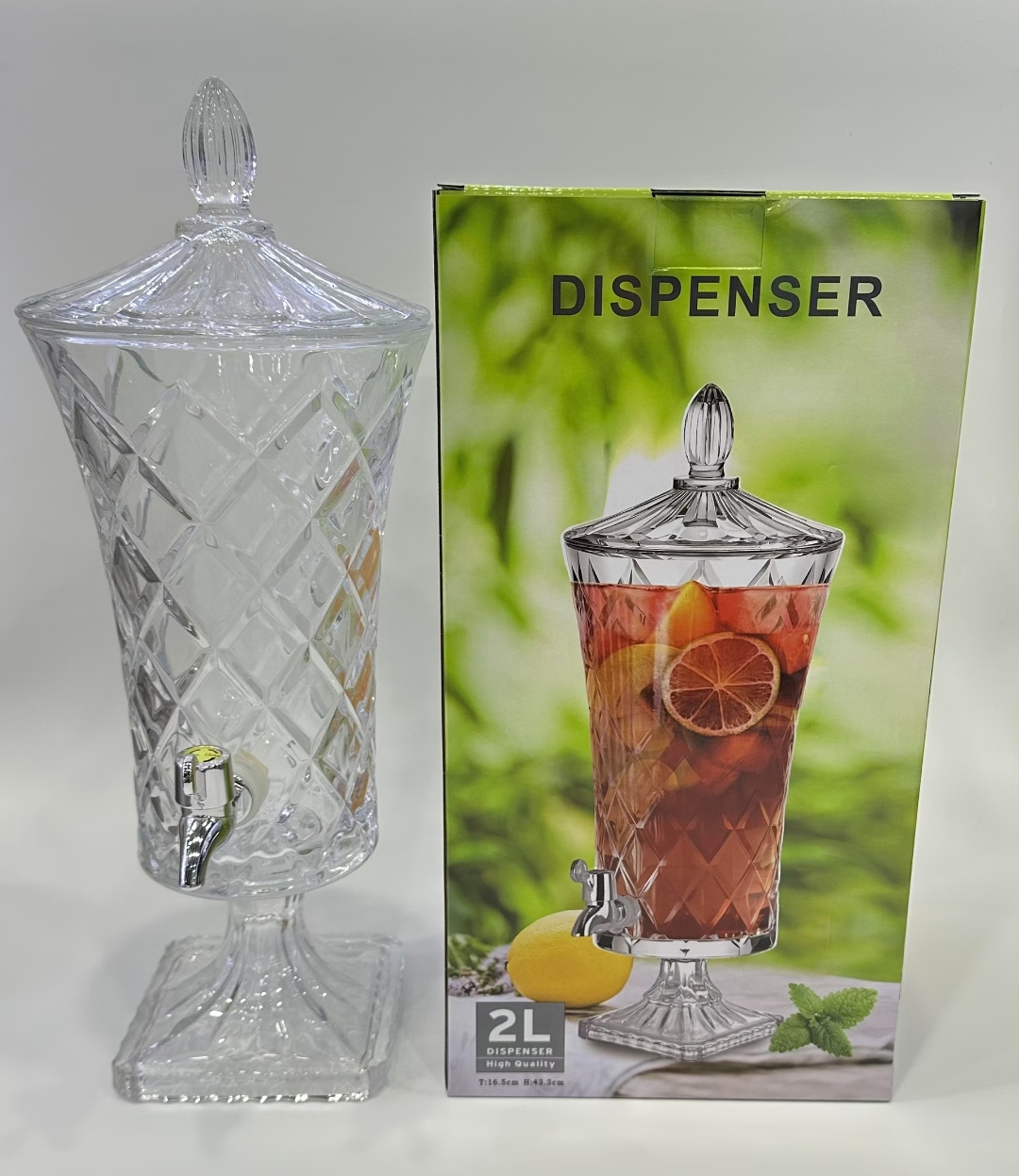 2L large-capacity glass juice tank, family dinner, banquet, self-service wine and beverage dispenser, cold water bottle, soda can Specification image