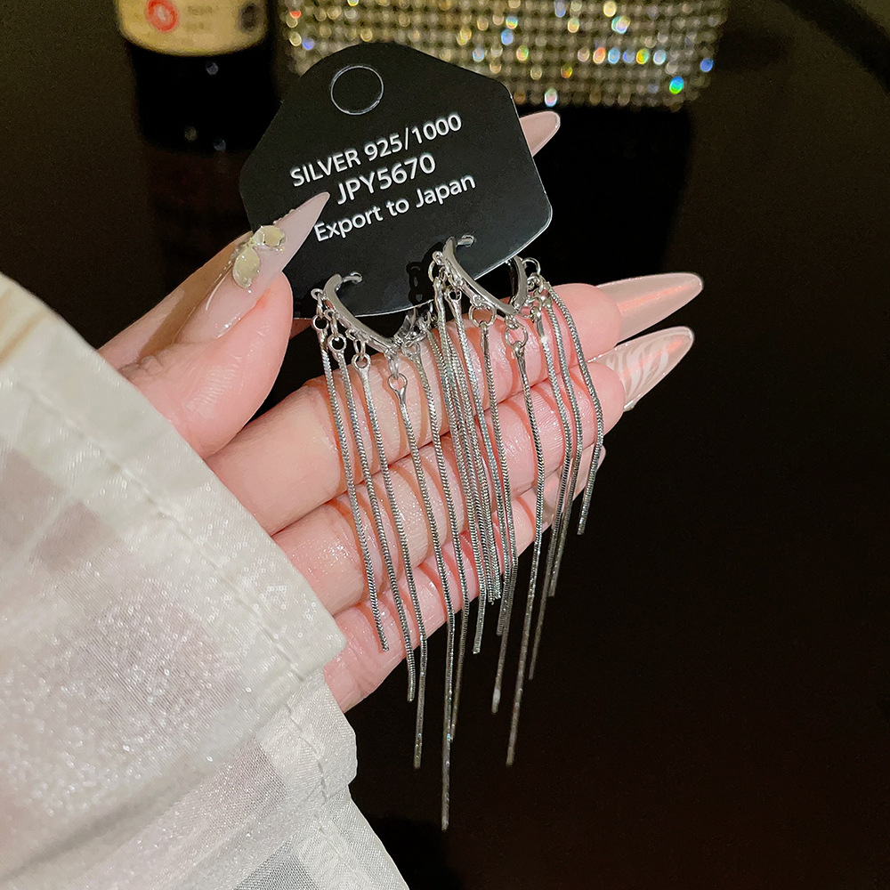 925 Silver Needle Exaggerated heart-shaped earrings, a light luxury and high-end sense, fashionable and versatile earrings, heart-shaped ear buckles, tassel earrings for women Specification drawing