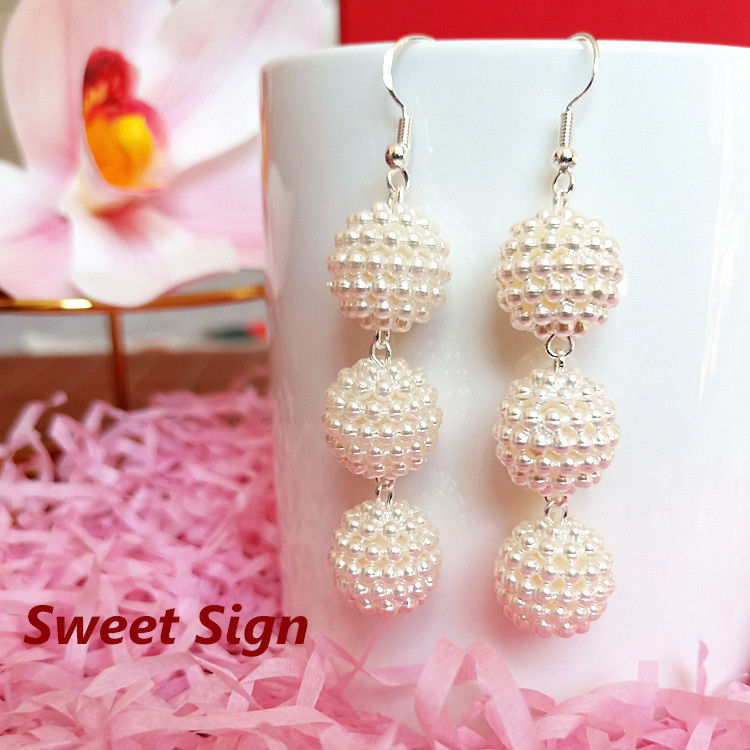 S925 Silver Ear Hook, Starry Sky Spherical Pearl Earrings, Dongdaemun trendy floral earrings, versatile and fashionable for women Application Scenario