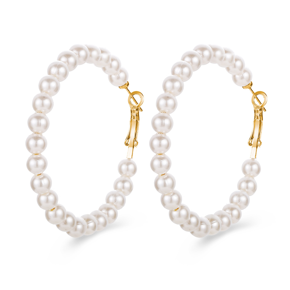 Han Zhishang's European and American cross-border style artificial pearl earrings are creative, retro and simple. They are the same style as the Ins ear rings for women Item Picture