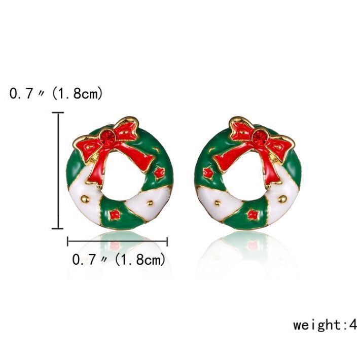 S925 Silver needle, cute and fashionable, original design Christmas wreath bell earrings, contrasting colors, girlish heart, unique and versatile Application Scenario