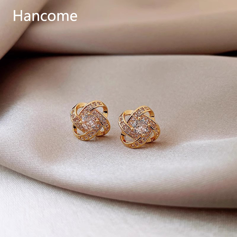 Fashionable chanel-style diamond-encrusted earrings, female Internet celebrity's light luxury style, versatile earrings S925 silver needle earrings wholesale details Picture