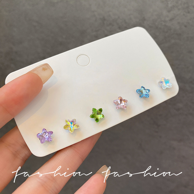 Colorful Zircon star Stud earrings for Women 2025 New bestseller, small and versatile ear-nourishing earrings, exquisite and high-end earrings details Picture