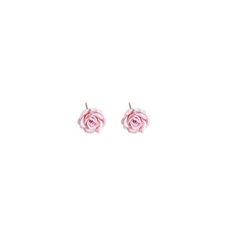 Pink sweet rose flower stud earrings for women, fashionable and elegant, light luxury and high-end, small, exquisite and simple earrings Item Picture