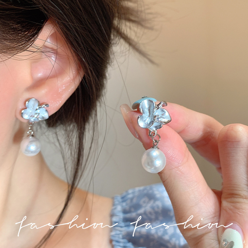 Flower Fairy Glazed Pearl Earrings 2025 New Bestseller Flower Earrings, high-end women's design, light luxury earrings full figure