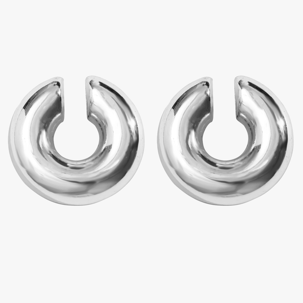 New fashionable thick cylindrical tube hollow ear clip earrings from Europe and America, simple 18k plated, no ear holes, ear bone clip Specification drawing