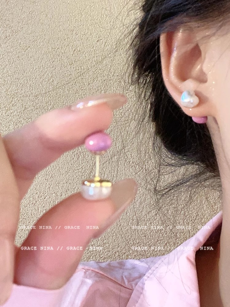 925 Silver Needle Double-sided heart-shaped pearl Stud Earrings, New 2025 bestseller, Unique earrings, sweet and elegant earrings for women full figure