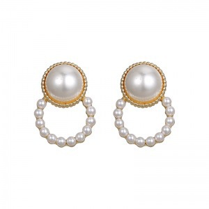 S925 silver needle, simple and versatile, pearl circle, gentle style, elegant and generous, stud earrings, earrings and pendants Item Picture