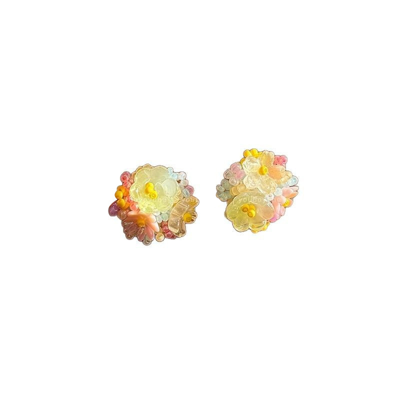 Dopamine Colorful flower beaded earrings for Women 2025 New Spring and Summer Atmosphere Sweet earrings, vacation-style earrings Item Picture