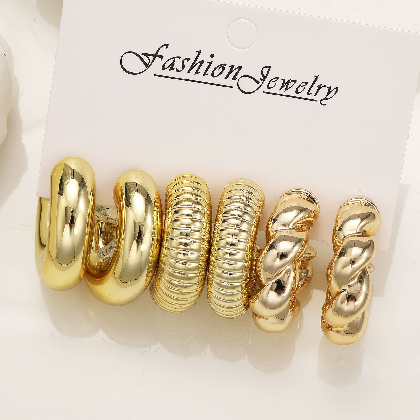 shein's best-selling metal punk earrings, a set of 3-piece cross-border creative retro and simple earrings from Europe and America full figure
