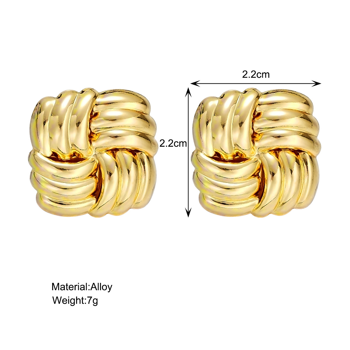 Cross-border European and American fashion golden square texture earrings, niche, individual, creative, high-end design sense, exquisite earrings Specification drawing