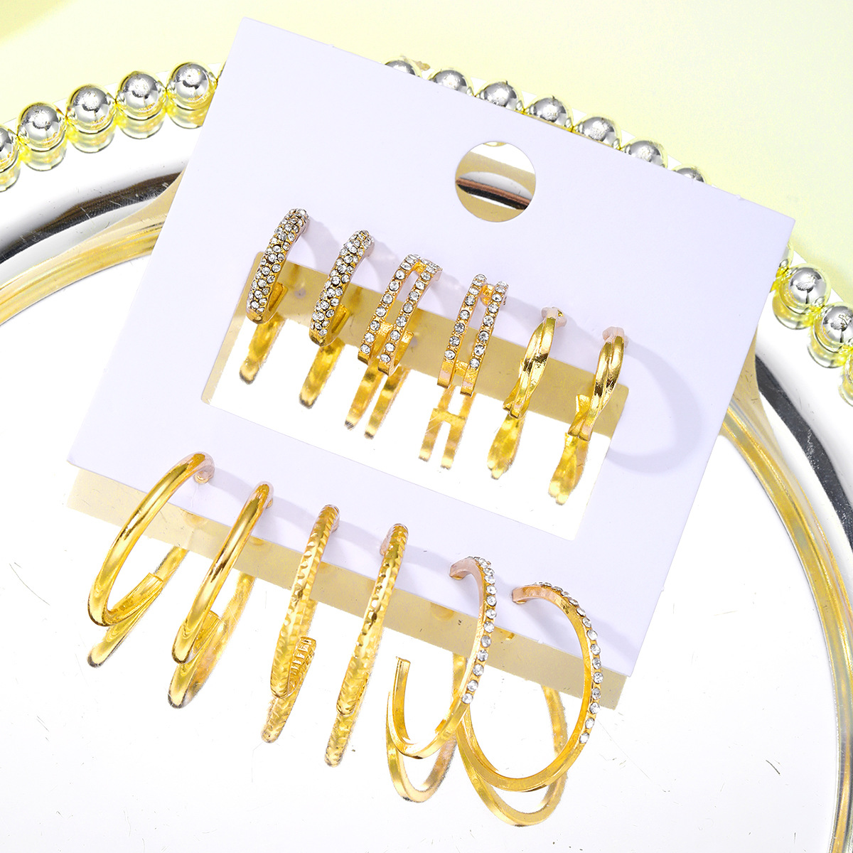 A 6-piece set of diamond-encrusted earrings for cross-border ins fashion and simplicity from Europe and America Application Scenario