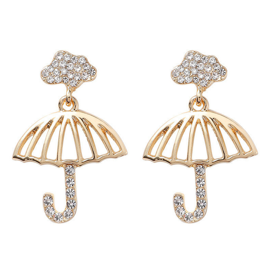 S925 Silver Needle, a new Korean style with a full diamond umbrella, cute and elegant, and stud earrings, a female Internet celebrity with a trendy personality full figure